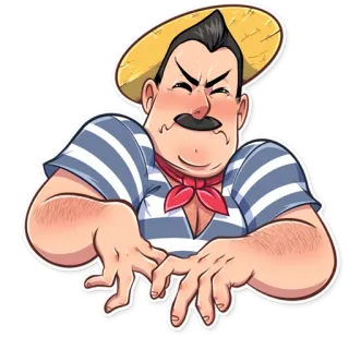 😣 đàn ông, hoạt hình, nhân vật, hài hước, ria mép, mũ telegram sticker