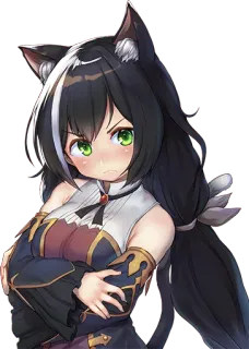 😡 anime, catgirl, kemonomimi, angry, cross arms telegram sticker