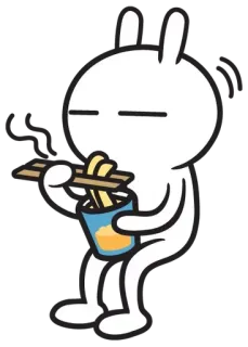 🍜 królik, makaron, jedzenie, żywność, kreskówka, słodki telegram sticker