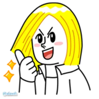 👌 @afasoft ยกนิ้ว, การ์ตูน, ผู้หญิง, อนุมัติ, เชิงบวก, สนับสนุน telegram sticker