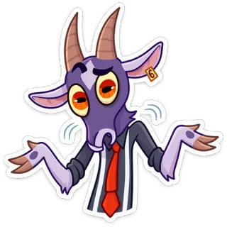 🤷‍♀️ goat, shrugging, businessman, cartoon, animal, suit, tie telegram sticker