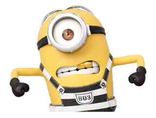 💪 Minion 603 cartoon, minion, prisoner, yellow, character, funny telegram sticker