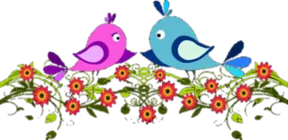 🐤 birds, flowers, love, cute, spring, nature, cartoon telegram sticker