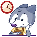 🫥 binatang, serigala, kartun, menunggu, jam, sedih, bosan telegram sticker
