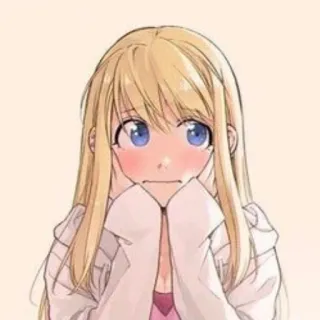 😳 garota anime, cabelo loiro, fofa, desenho animado, garota telegram sticker