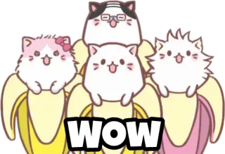 😃 WOW 고양이, 바나나, 카와이, 귀여운 telegram sticker