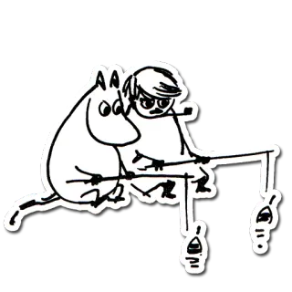 🐟 Moomin Moomin, pesca, dibujos animados, lindo telegram sticker