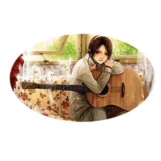 🎸 música, guitarra, anime, auriculares, canción, arte whatsapp sticker