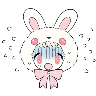 😳 bunny, cute, cartoon, kawaii, chibi, anime telegram sticker