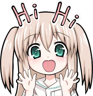 👋 Hi Hi Anime, Fofo, Menina, Olá, Saudação, Desenho animado telegram sticker