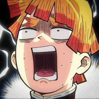 👺 Zenitsu Agatsuma Demon Slayer 애니메이션, 귀멸의 칼날, 젠이츠, 무서워, 웃긴, 충격, 만화, 캐릭터 telegram sticker