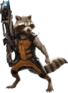 😼 Rocket Guardians of the Galaxy raccoon, marvel, weapon, space, superhero, galaxy, rocket telegram sticker