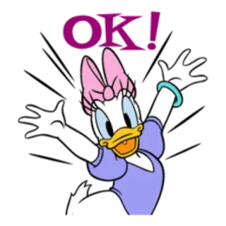 👌 Daisy Duck OK! Hoạt hình, Disney, Vịt Daisy, OK, Chấp thuận telegram sticker