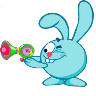 🔫 conejo, dibujo animado, personaje, animal, divertido, lindo, azul whatsapp sticker