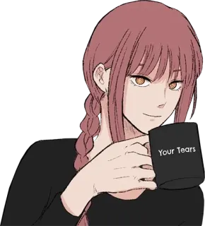 😏 Makima Chainsaw Man Your Tears Anime, Makima, Chainsaw Man, Tasse, Tränen, arrogant whatsapp sticker