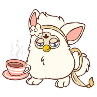 ☕️ Furby furby, tea, coffee, cute, animal, sticker telegram sticker