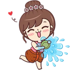 💦 Dibujo animado, Chica, Agua, Salpicadura, Lindo, Dibujo telegram sticker