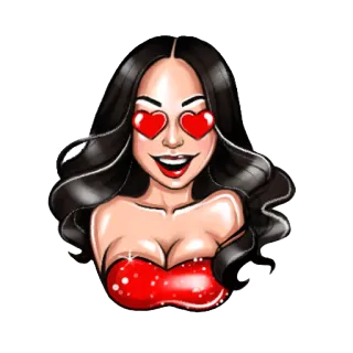 😍 cartoon, woman, heart eyes, love, portrait, black hair telegram sticker
