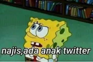 🤔 SpongeBob SquarePants najis, ada anak twitter Spongebob, Dessin animé, Twitter, Mème telegram sticker