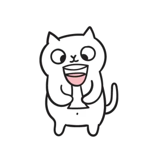 🍷 chat, vin, boire, dessin animé, animal, mignon, verre, boisson telegram sticker