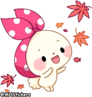 😆 @MHStickers lindo, dibujos animados, otoño, otoño, hojas, adorable, kawaii whatsapp sticker