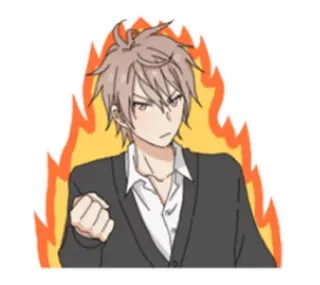 😡 Anime, Manga, Wütend, Feuer, Aggression, Faust whatsapp sticker