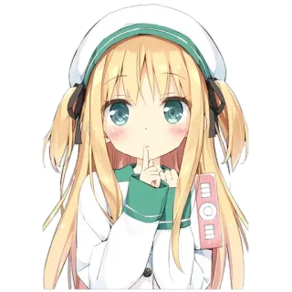 😕 Anime, Chica, Linda, Personaje, Shhh, Dedo, Control remoto telegram sticker