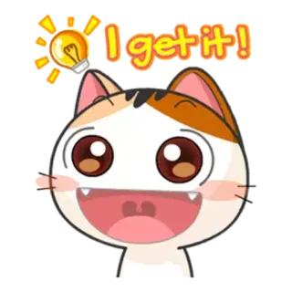 😃 I get it! 猫, 電球, 幸せ, 理解 telegram sticker