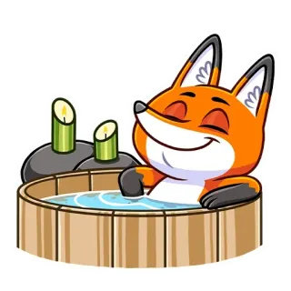 🛀 zorro, jacuzzi, relajante, dibujos animados, spa, animal whatsapp sticker