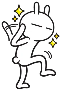 👋 conejo, bailando, blanco, brillos, dibujos animados telegram sticker