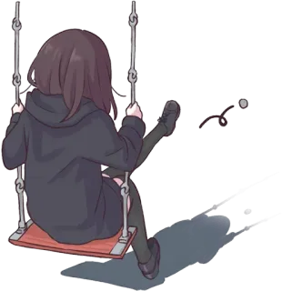 😔 anime girl, swing, lonely, sad, melancholy telegram sticker