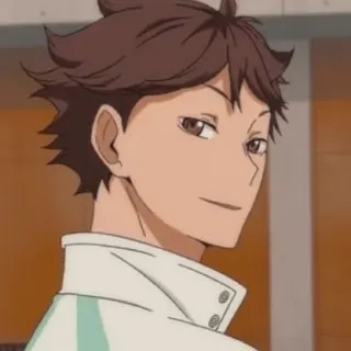 🦉 Oikawa Tooru Haikyuu!! Ойкава Тоору, Haikyuu!!, Аниме, Персонаж, Улыбается, Волейбол telegram sticker