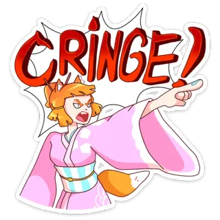😔 CRINGE! cringe, anime, fox, girl, exclamation telegram sticker
