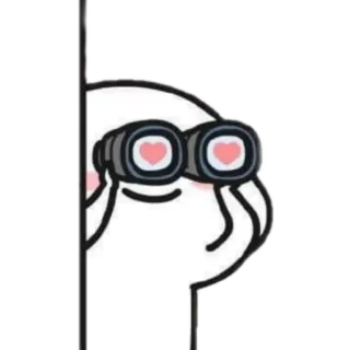 🖤 cute, love, hearts, binoculars, cartoon, white telegram sticker
