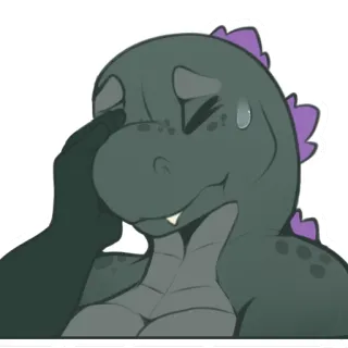 🤦‍♂️ anthropomorphic, dinosaur, reptile, furry, sweating, embarrassed, anxious whatsapp sticker