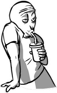 😕 uống, mệt mỏi, hoạt hình, người, ống hút telegram sticker