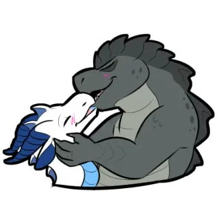 💕 Drache, Fantasy, Tier, Cartoon, Monster, Paar, Zuneigung telegram sticker