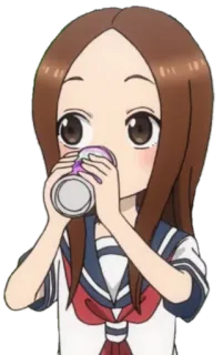 🥤 Anime, Garota, Uniforme escolar, Bebendo, Fofa telegram sticker