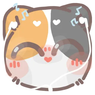 🎧 кот, музыка, наушники, милый, каваи, сердце, животное whatsapp sticker