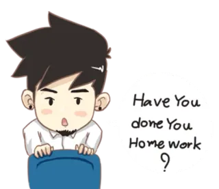 😮 Have You done You Home work ? Pekerjaan rumah, Kartun, Pelajar, Pertanyaan, Balon ucapan telegram sticker