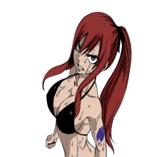 😡 Erza Scarlet Fairy Tail anime, postać, dziewczyna, erza scarlet, fairy tail telegram sticker