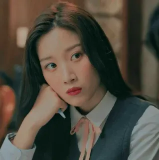 💄 vrouw, meisje, denkend, student, Koreaans, actrice telegram sticker