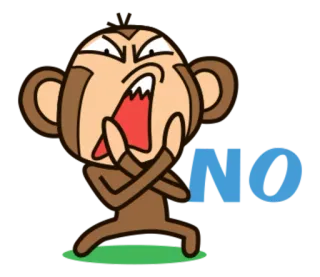 🐵 NO ลิง, การ์ตูน, ไม่, ห้าม, ปฏิเสธ telegram sticker