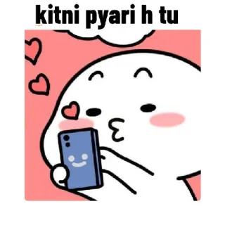 😙 kitni pyari h tu cinta, imut, hati, kartun, telepon, emoji telegram sticker