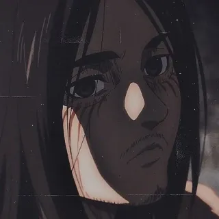 😕 Eren Yeager Attack on Titan anime, manga, serious, determined, portrait telegram sticker