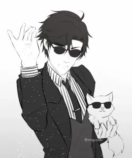 🌟 person, cat, sunglasses, salt bae, meme telegram sticker