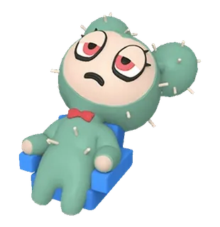 😮💨 cactus, character, cartoon, sitting, tired, sleepy, plant telegram sticker