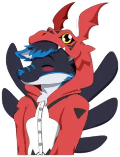 💙 Furry, Anthro, Tier, Cartoon, Digitale Kunst, Rot, Hoodie telegram sticker
