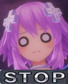 👿 STOP Stop, Meme, Capelli viola, Ragazza anime, Disapprovazione, Divertente telegram sticker
