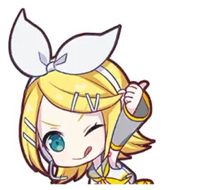 🎤 Kagamine Rin Anime, Vocaloid, Cartoon, Chibi, Niedlich, Kagamine Rin, Weiblich, Kawaii telegram sticker